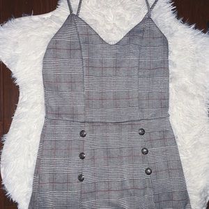 grey plaid romper